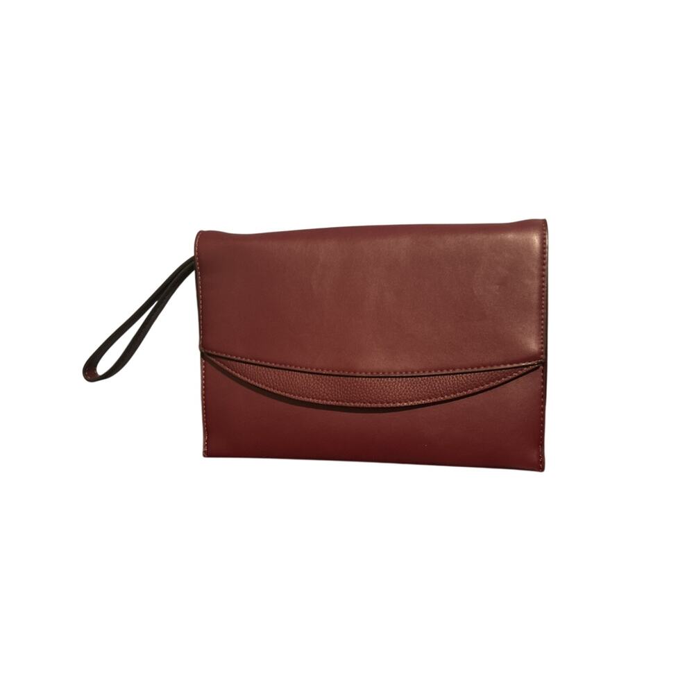 A New Day Burgundy Wine Red Wristlet Clutch Purse Zip Top Pocket Pouch Bag